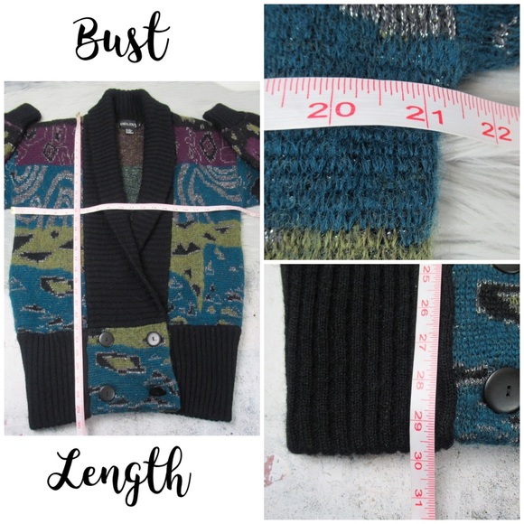 Uno & Una Vintage Wool Blend Knit Cardigan Size Medium Oversized - Picture 10 of 12